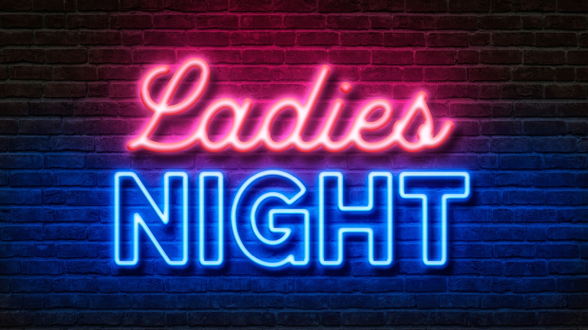 Ladies Night red and blue neon sign