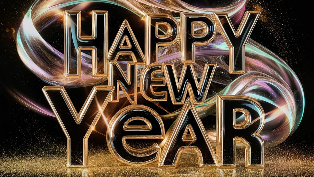 Happy New year Text on dark background